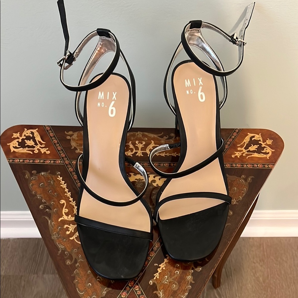Black strappy heels. Barely worn. Size 9
